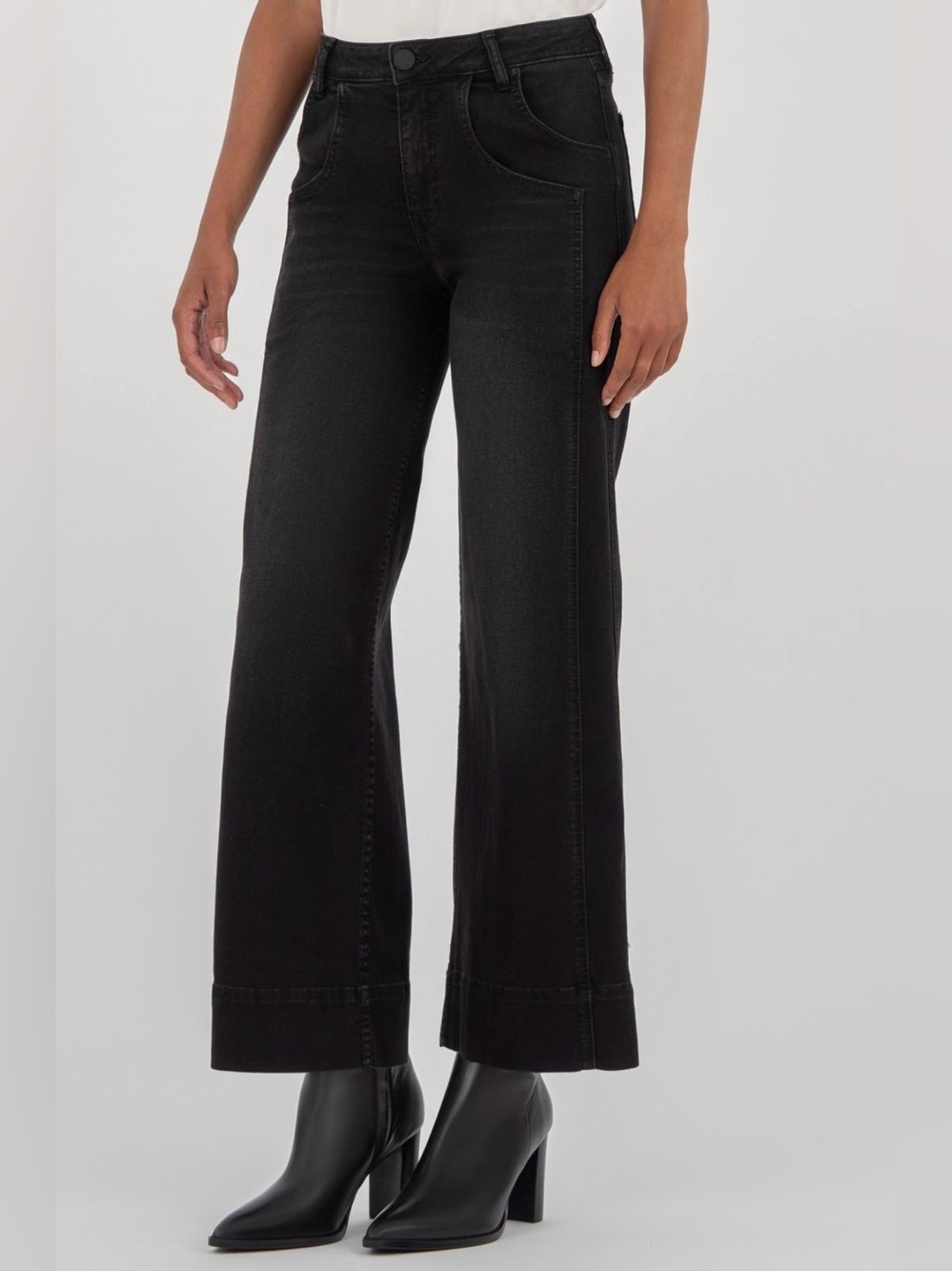 Kut from the Kloth Meg Black High-Rise Wide Leg Jeans size 12
